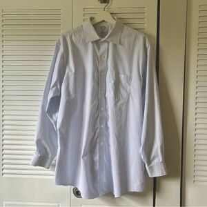 Brooks Brothers Regent Shirt - White Navy Blue Check - 17 1/2-34 Large